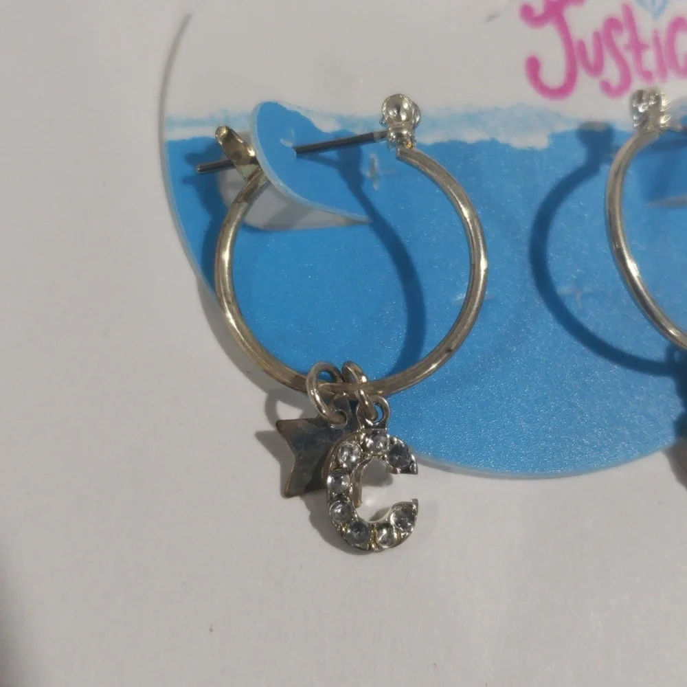Justice Silver-tone Hoop Earrings Sparkling 